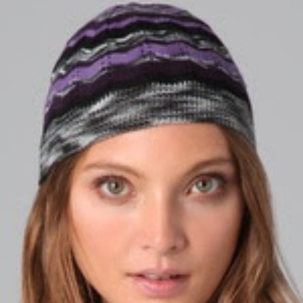 Missoni purple marble stripe wool blend knit hat